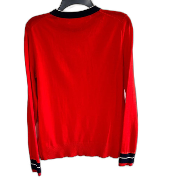 Victoria Beckham Red Blue White Crew Neck Sweater Stripe Longsleeve Top Large 10 - Picture 2 of 12